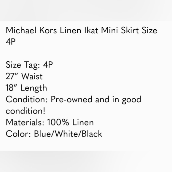 MICHAEL KORS BLUE LINEN A-LINE SHIRT PETITE SIZE 4 EUC - Picture 6 of 7